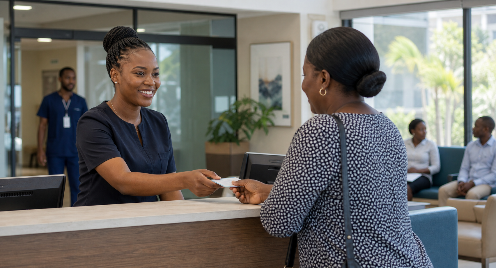 Healthcare worker reviewing patient information